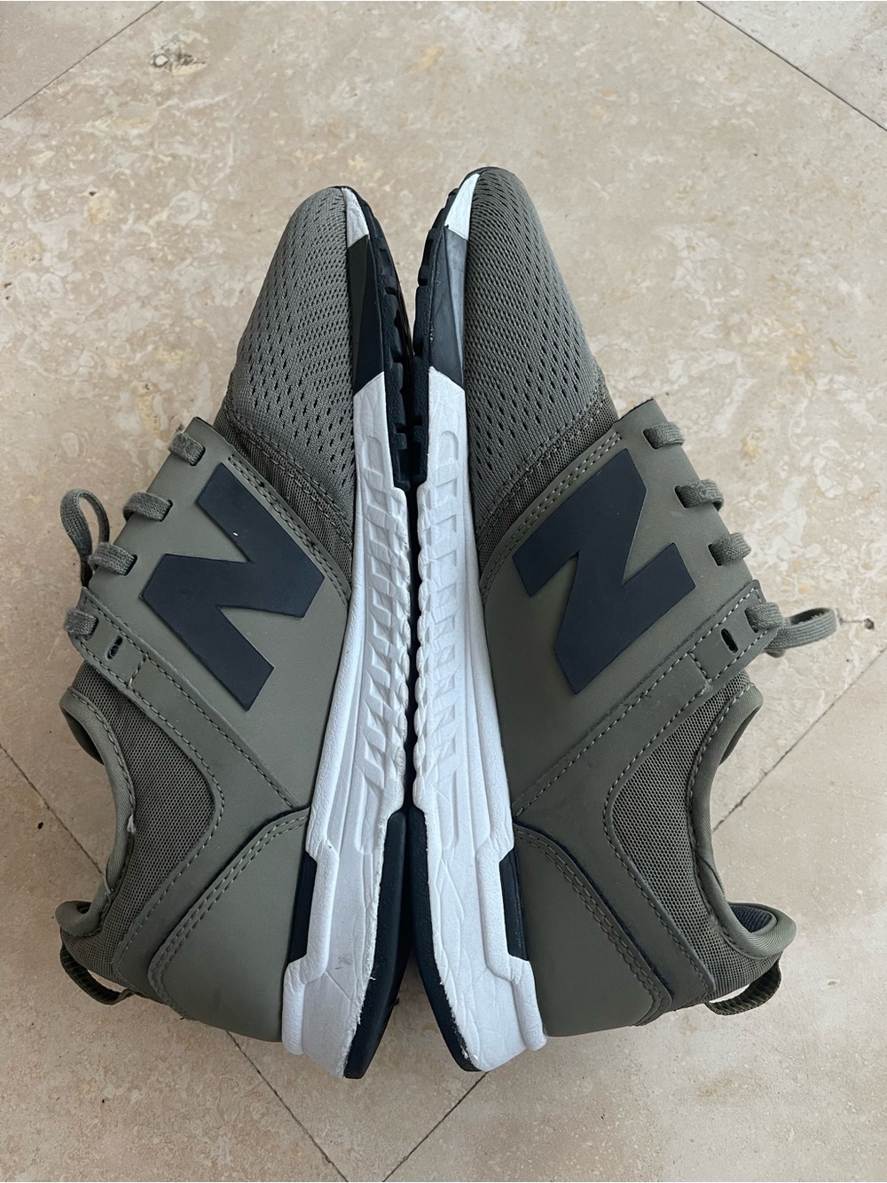 New Balance Men’s Olive Gray Sneakers - Picture 5 of 7